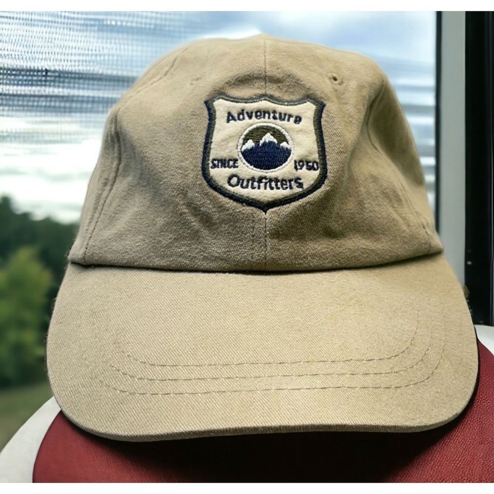 Adventure Outfitters Strapback Hat Tan Mountain Logo Since 1950